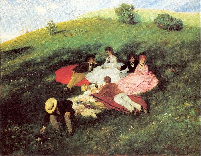 Merse, Pal Szinyei Picnic in May oil painting picture